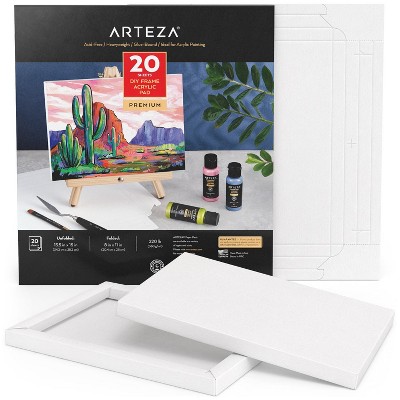 Arteza Acrylic DIY White Foldable Framing Paper Pad, 13.5"x15", DIY Ready-to-Hang Artwork Kit - 20 Sheets (ARTZ-3875)