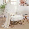 VECELO Upholstered Faux Leather/Teddy Fabric Rocking Chair Modern Lounge Rocker Recliner with Padded Seat, Safe Solid Wood Base White/Brown - 4 of 4