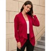 Coolmee Women's Casual Lapel Open Front Cardigan Long Sleeve Sweater Ribbed Knit Outwear - 3 of 4