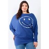 Slickblue Women's Plus Flannel Top with Smile Front Print - Dolman Sleeves & Asymmetric Hem, Black/Teal, 1XL/3XL - 2 of 4