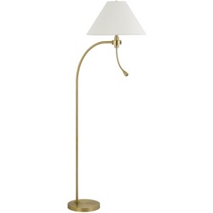 Cal Lighting 100W 3 way Ashland mini arc metal floor lamp with gooseneck 2W led reading light - 1 of 4