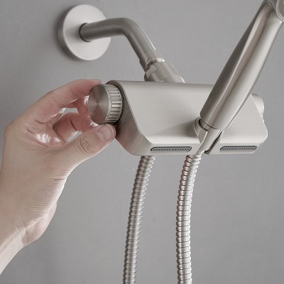 Brushed Nickel Dual Shower Head with Handheld and Filter