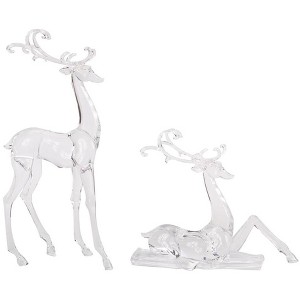 Melrose Modern Acrylic Deer Figurine (Set of 2) - 1 of 2