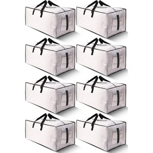 8 Pack Large Strong Moving Bags Zippers & Carrying Handles - Water-Resistant - Heavy Duty Storage Tote Space Saving - 1 of 4