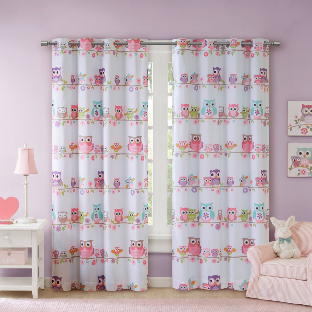 Photos - Curtain Rod / Track 50"x84" Striking Sara Owl Blackout Kids' Window Panel: Mi Zone, Animal Icon, Farmhouse, Energy Efficient, Grommet Top