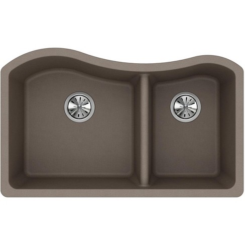 Elkay Elghu3220r Harmony 32 1 2 Double Basin Granite Composite Kitchen Sink For Undermount Installations