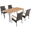 Tangkula 5PCS Wicker Dining Set Cushion Armchairs Acacia Wood Table w/ Umbrella Hole Patio - 2 of 4