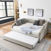 VYNXARIA Cozy Beige Linen Full Daybed with Hidden Trundle: Tufted Sofa - Style Comfort for Small Spaces - 2 of 4