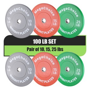 Colorful Solid Rubber Bumper Plates 100 LB Sets Include:10LB,15LB,25LB Pair Barbell Plates, 2-Inch Weight Plates for Home Gym  Workout - 1 of 4
