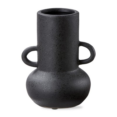 TAG Kuro Black Stoneware Indoor Decorative Vase Small, 5.91L x 5.12W x 7.09H inches