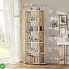 6 Tier Industrial Bookshelf 71 Inch Tall Narrow Wooden Bookcase with Iron Frames Compact Open Display Shelving Unit - 2 of 4