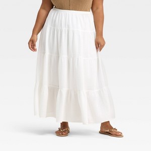 Women's Crinkle Gauze Pull-On Maxi Skirt - Universal Thread™ White - 1 of 3
