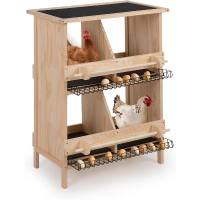 Sandinrayli 2-Tier Wood Chicken Poultry Nesting Boxes
