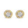 Silver Round Brilliant Cut Diamond Solitaire Milgrain Stud Earrings - 4 of 4