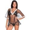 HAPPY BAY Women's Summer Vacation Beachwear Mini Swim Suit Beach Dress Bohemian Bathing Suit Cover ups Small Black Solid - 3 of 3