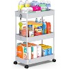 Hachikiko 3 Tier Rolling Storage Cart with Side Hoops, Mobile Organizer for Laundry Room, Bathroom, Kitchen, Office | Space - 2 of 4