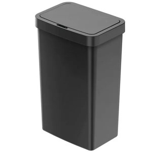 Touchless Automatic Kitchen Trash Can, 13.2 Gallon, Plastic Motion Sensor Garbage Bin with Soft-Close Lid, Black - 1 of 4