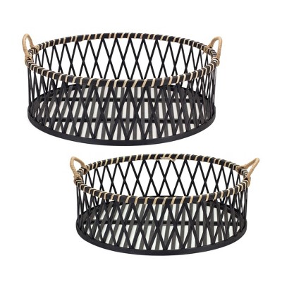 Melrose Round Woven Bamboo Trays (Set of 2)
