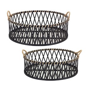 Melrose Round Woven Bamboo Trays (Set of 2) - 1 of 3