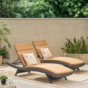 Christopher Knight Home Olivia Rattan Adjustable Gray Chaise Lounges with Cushion(Set of 2) - 1 of 4