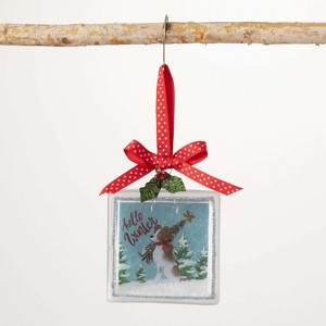 "Hello Winter" Dog Ornament Multicolor 4.5"H Glass - 1 of 2