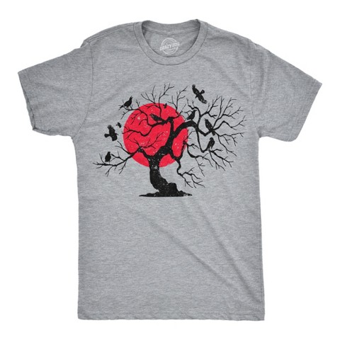 Мужские футболки Crazy Dog T-Shirts, Inc. Mens Funny T Shirts Murder At Sunset Crow Tree Art Graphic Tee For Men - Crazy Dog Men's T Shirt For Halloween Season Light Grey XL