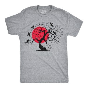 Mens Funny T Shirts Murder At Sunset Crow Tree Art Graphic Tee For Men - Crazy Dog Men's T Shirt For Halloween Season - 1 of 4