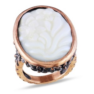 Everly Jewelry | Oval White Stone Ring in bronzetone, vintage charm with timeless shine. - 1 of 4
