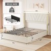 Full/Queen Upholstered LED Bed Frame w/ 4 Drawers - Velvet Platform Bed with Wingback Headboard, Charging Station, No Box Spring - 2 of 4