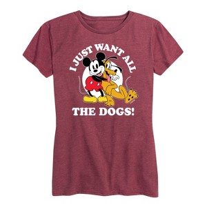 Women's - Disney - Mickey Mouse and Pluto I Just Want All The Dogs Short Sleeve Graphic T-Shirt - 1 of 4