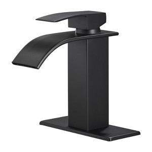 Cobbe Single Handle Single Hole Waterfall Bathroom Sink Faucet with Deck Plate - 1 of 4
