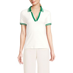 Lands' End Women's Short Sleeve Wide Rib Polo - 1 of 4