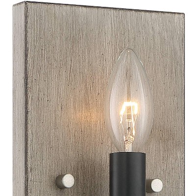 Rustic Aged Silverwood & Coal Dimmable Wall Sconce