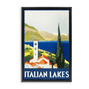 Stupell Industries Italian Lakes Retro Scenery Floating Frame Canvas Art - 1 of 4