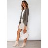 Women's Faux Suede Jackets 2025 Fashion Fall Clothes Long Sleeve Open Front Faux Suede Blazer Cropped Coat Outwear - 3 of 4