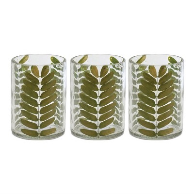 Melrose Dried Leaf Glass Candle Holder (Set of 3)