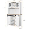 Acekool 70" Wine Bar Cabinet with Storage Hutch, Sliding Barn Doors, Adjustable Shelves, Glass Racks, Buffet Coffee Bar - 2 of 4