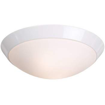 360 Lighting Davis Modern Ceiling Light Flush Mount Fixture 11" Wide White Ring Frosted Glass Dome Shade for Bedroom Kitchen Living Room Hallway House
