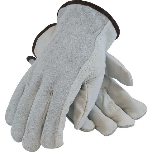 Full-Grain Cowhide Leather Work Gloves, Medium