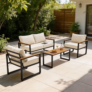 Furniliving 4-pcs outdoor chairs for the front courtyard,four deep