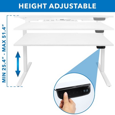 ElevatePro White Electric Adjustable Sit/Stand Desk with Touchscreen Control