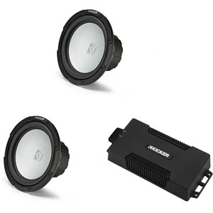 Kicker 48PXA6001 Weatherproof Powersport Mono Amp & (2) 10" 4 Ohm Marine Subwoofer - 1 of 4