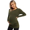 Clearlove Womens Maternity Shirt Fall Long Sleeve Crew Neck T-Shirts Pregnancy Clothes Side Ruched Tunic Tops - 2 of 4