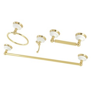 4pc Victorian Porcelain Bathroom Accessory Set Polished Brass - Kingston Brass - 1 of 2