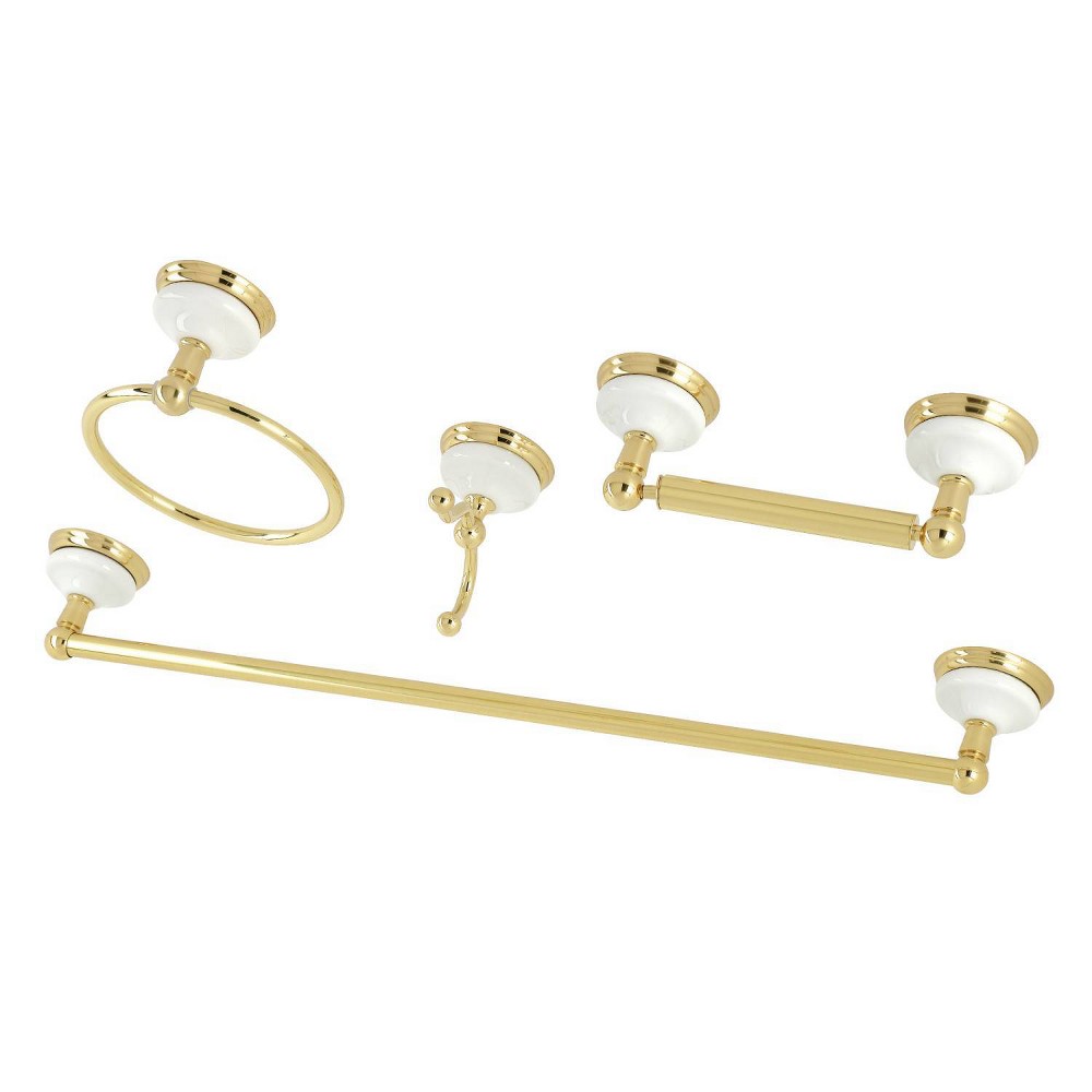 Photos - Other sanitary accessories Kingston Brass 4pc Victorian Porcelain Bathroom Accessory Set Polished Brass - Kingston B 