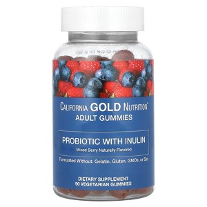 California Gold Nutrition Probiotic with Inulin Gummies, Natural Mixed Berry, 90 Vegetarian Gummies - 1 of 3