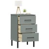 vidaXL Bedside Cabinet with Metal Legs Gray Solid Wood Pine OSLO - 3 of 4