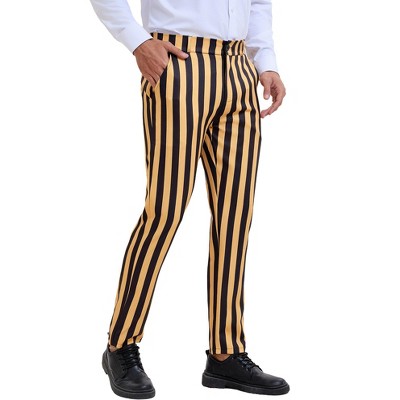 INSPIRE CHIC Men's Business Straight Leg Contrasting Colors Striped Trousers