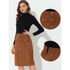 INSPIRE CHIC Women's High Waist Faux Suede Knee Length A-Line Skirts - 2 of 4