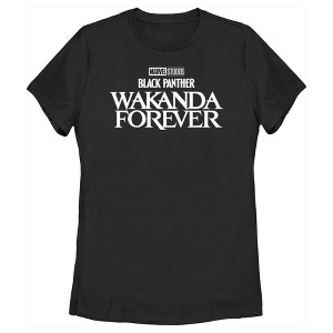 Women's Black Panther: Wakanda Forever Black and White Movie Logo T-Shirt - 1 of 4